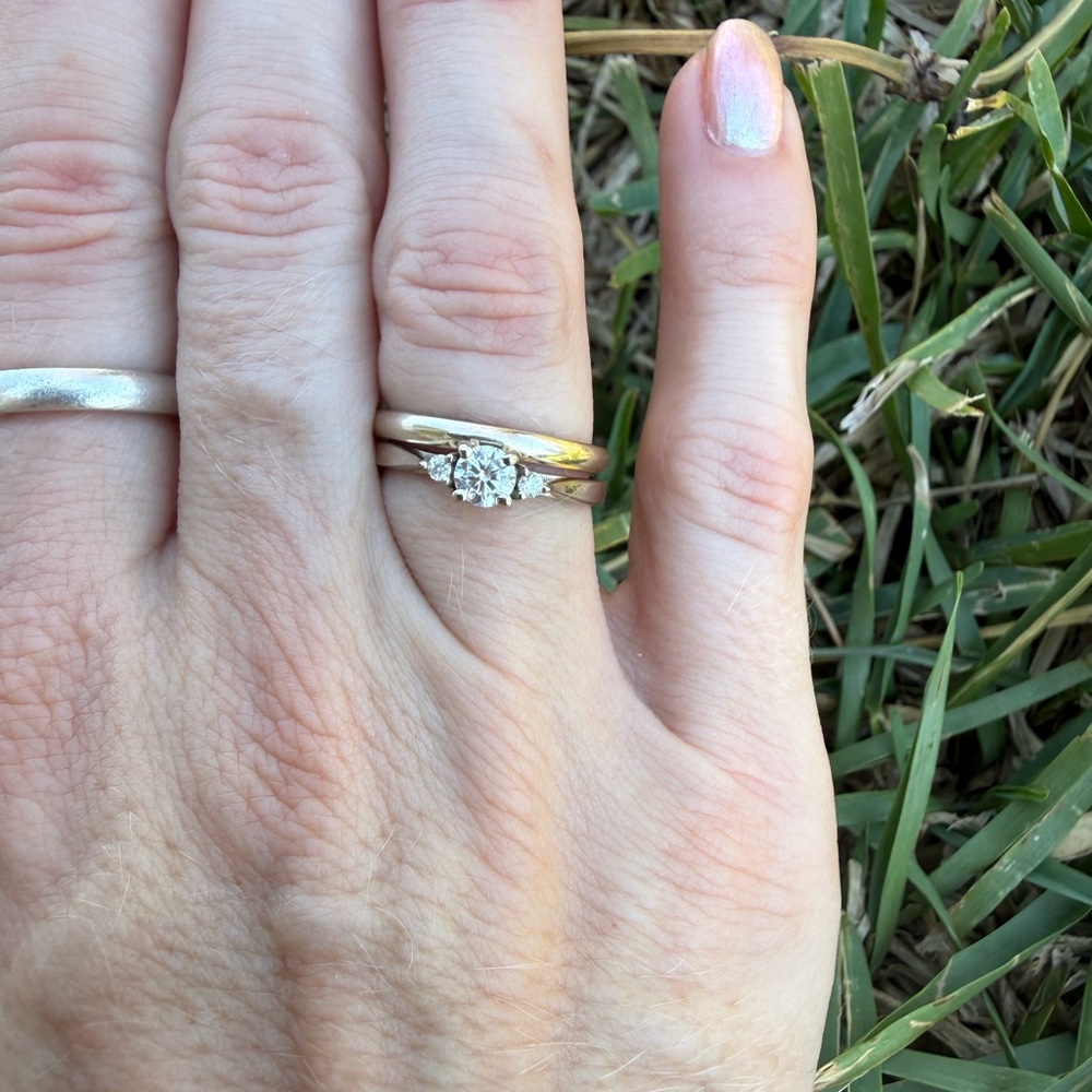 14k champagne gold moissanite wedding set
